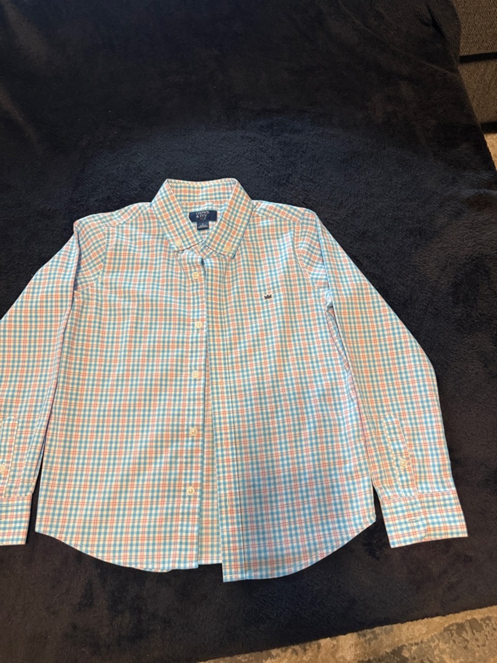 crown & ivy Boys Plaid Button-Down Shirt in Light Blue & Pink